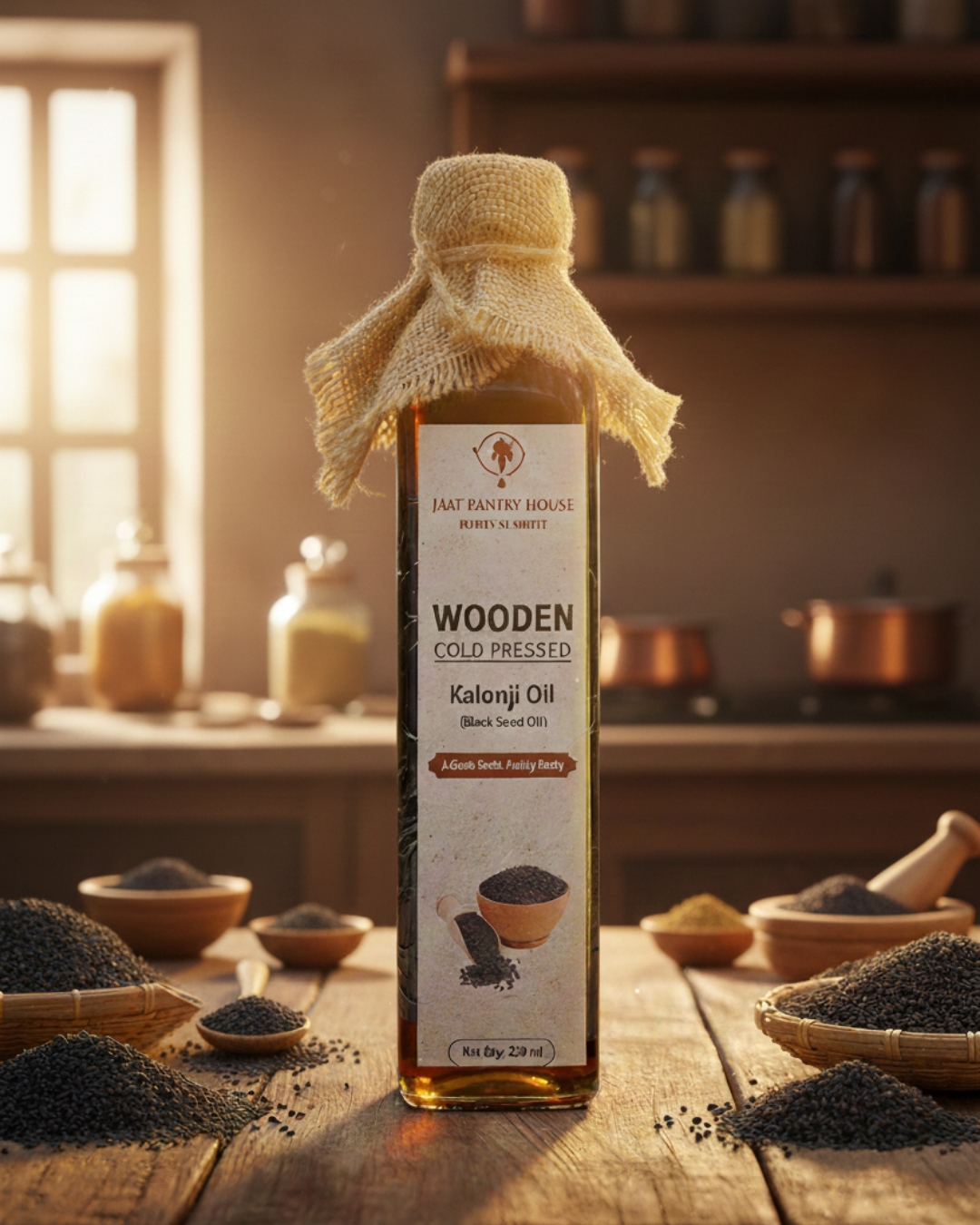 Wooden Cold-Pressed Kalonji (Black Seed) Oil