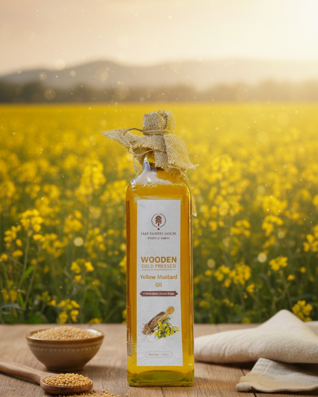 Wooden Cold-Pressed Yellow Mustard Oil