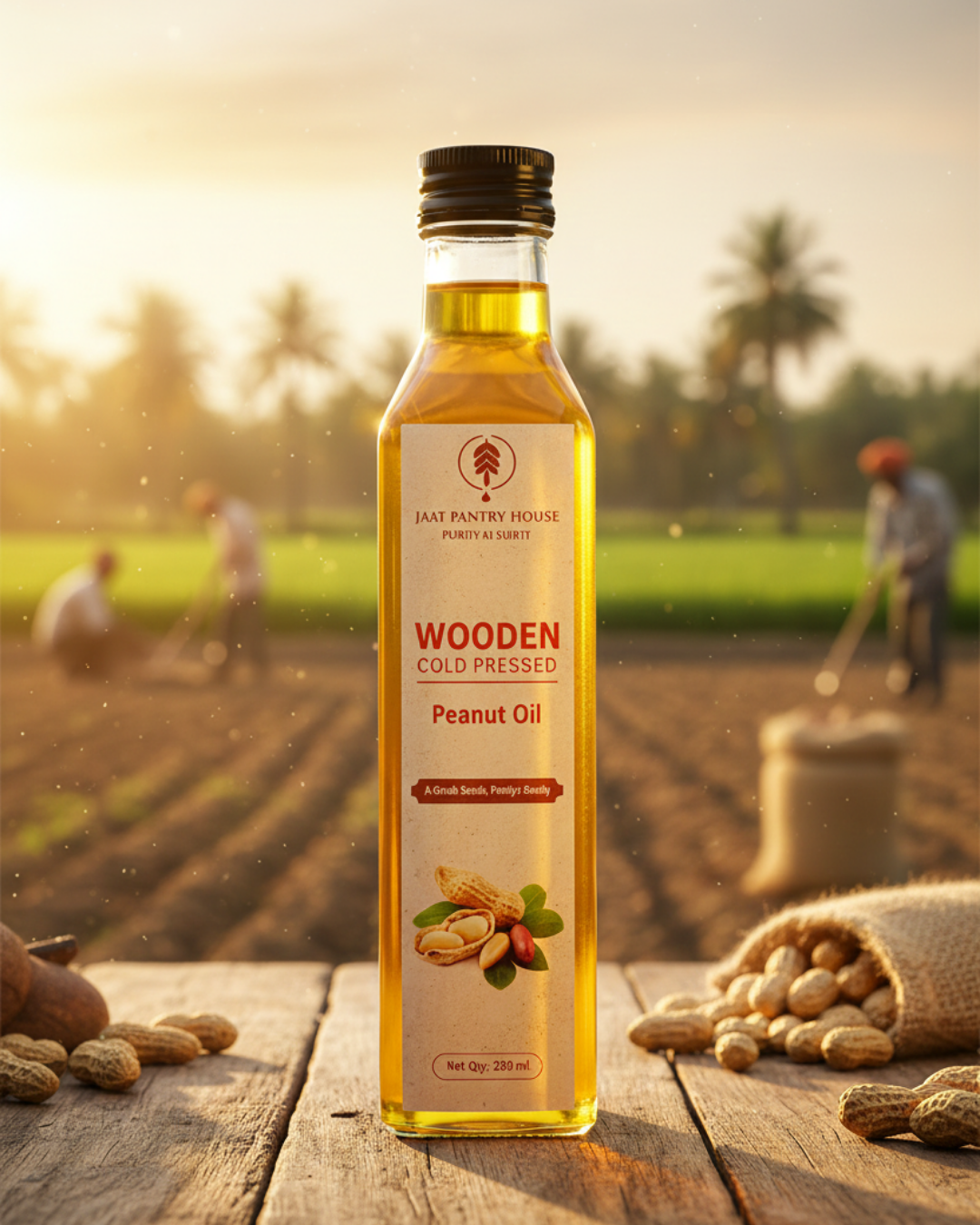 Wooden Cold-Pressed Groundnut Oil