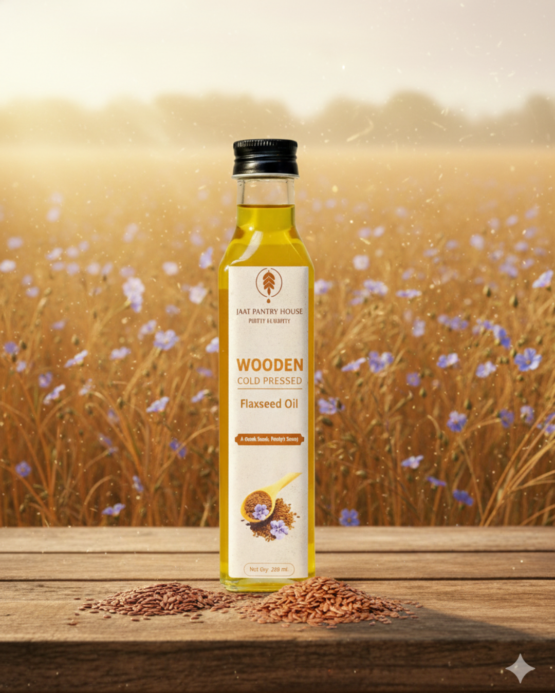 Wooden Cold-Pressed Flaxseed Oil