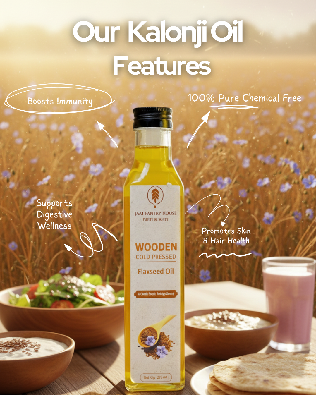 Wooden Cold-Pressed Flaxseed Oil