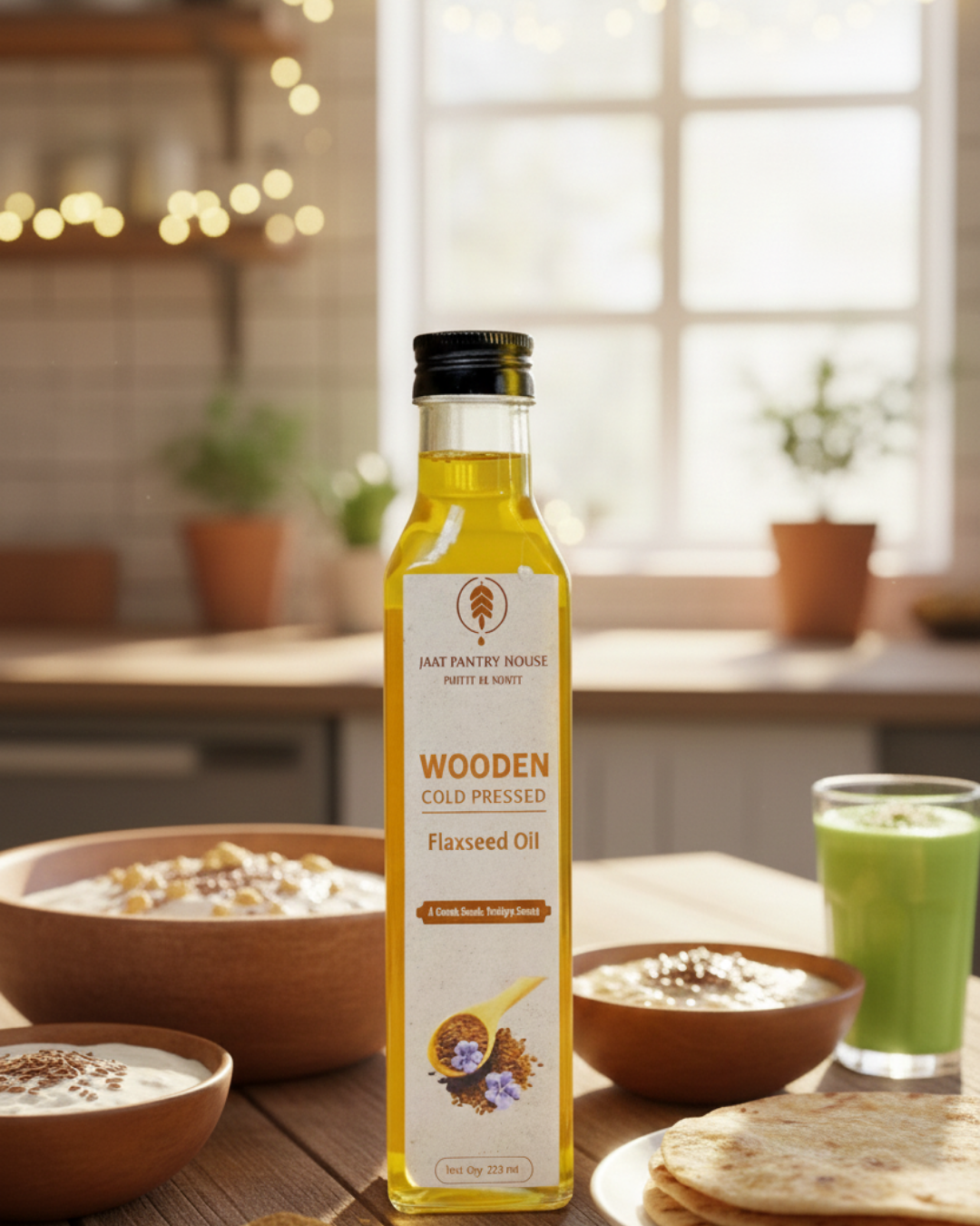 Wooden Cold-Pressed Flaxseed Oil