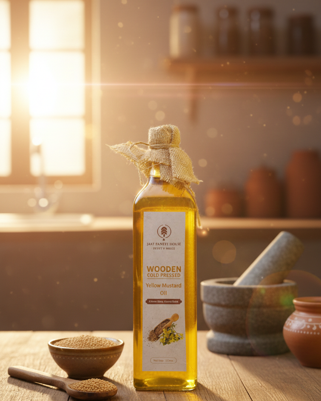 Wooden Cold-Pressed Yellow Mustard Oil
