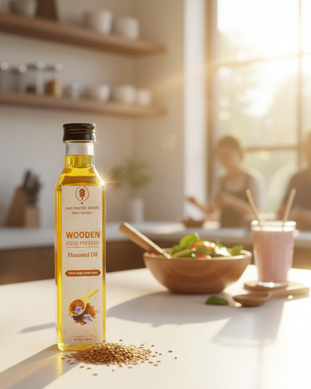 Wooden Cold-Pressed Flaxseed Oil