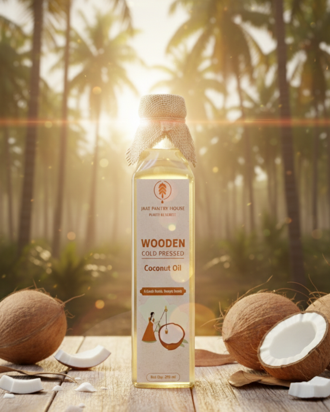 Wooden Cold-Pressed Coconut Oil